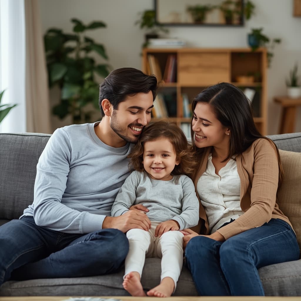 Satisfied Hicksville family enjoying their pest-free home after eco-friendly Go Green pest control service